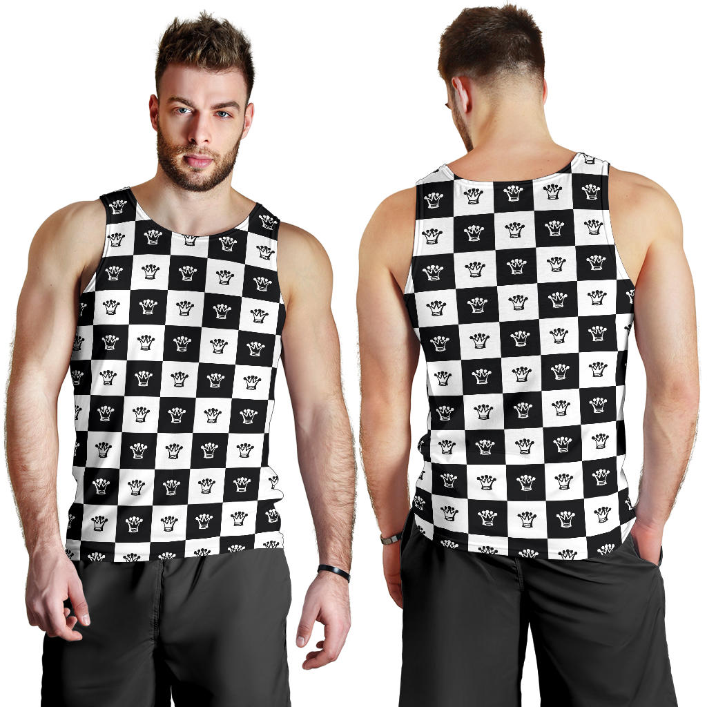 Checkered Flag Crown Pattern Men Tank Top