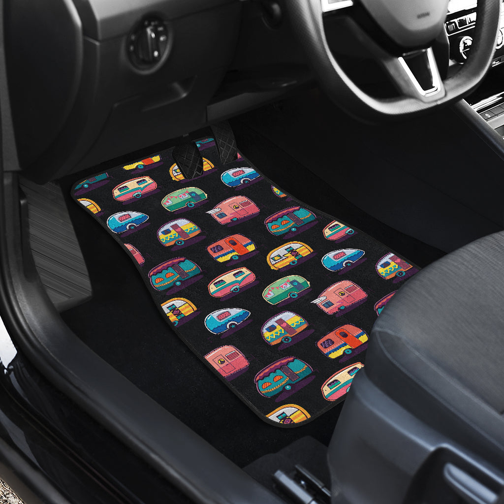 Camper Camping Pattern Car Floor Mats Front Back