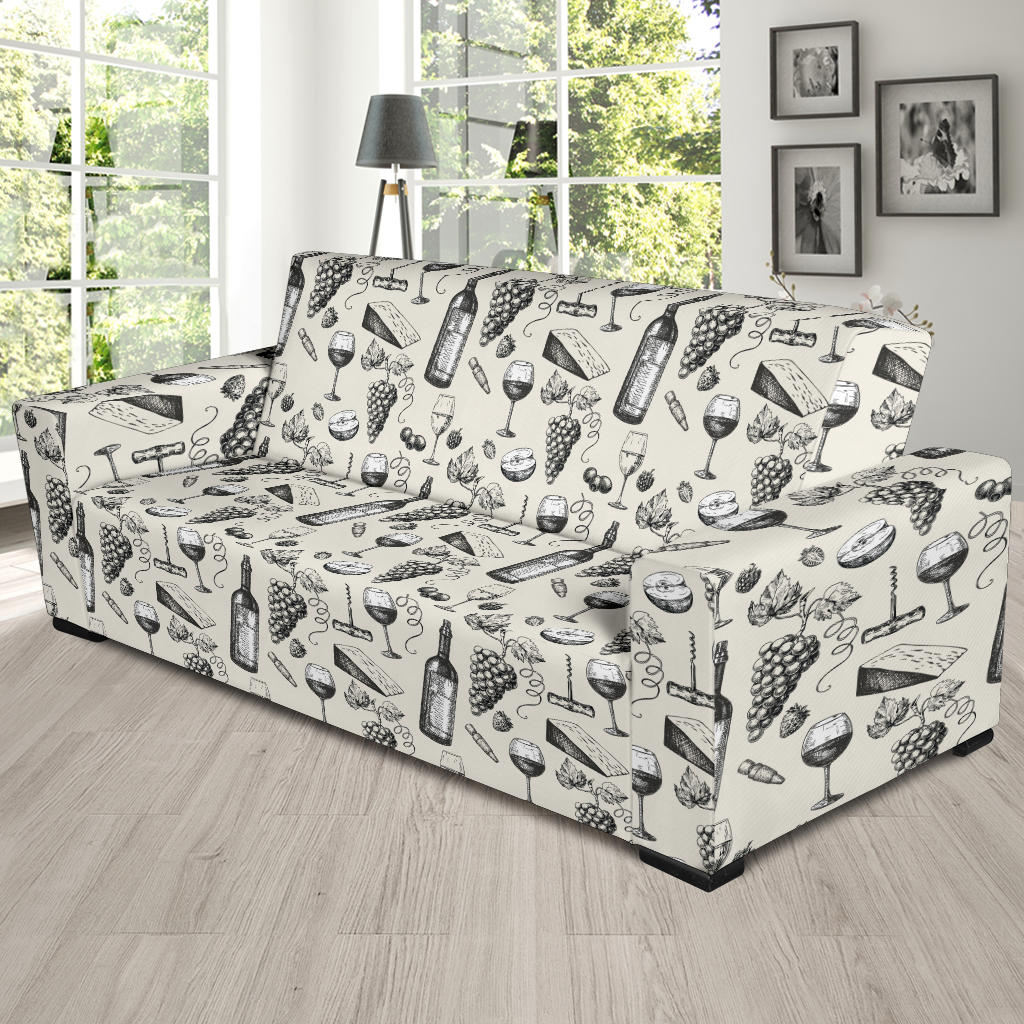Wine Themed Print Design LKS306 Sofa Slipcover