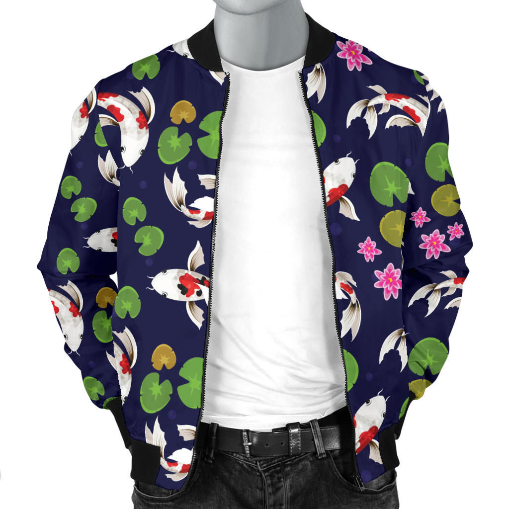 Koi Carp Pattern Design Themed Print Men Bomber Jacket
