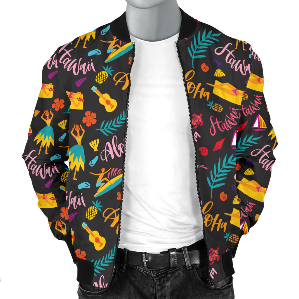 Aloha Hawaii Summer Design Themed Print Men Bomber Jacket