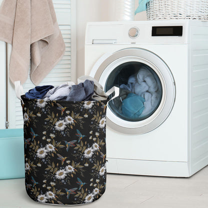 Hummingbird with Embroidery Themed Print Laundry Basket