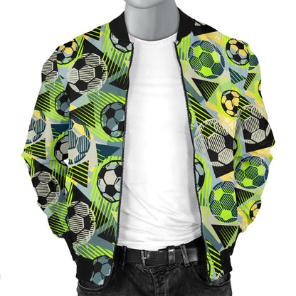 Soccer Ball Themed Print Pattern Men Bomber Jacket