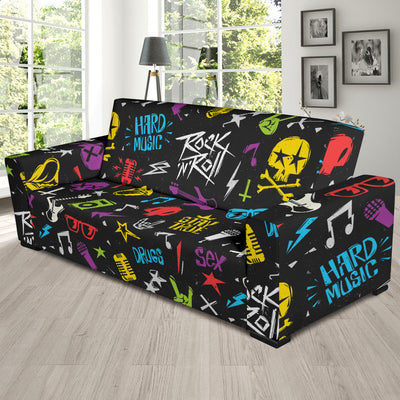 Rock and Roll Pattern Print Design A02 Sofa Slipcover