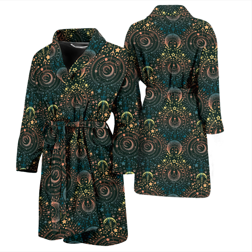 Sun Moon Print Design LKS307 Men Bathrobe