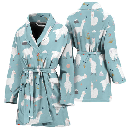 Alpaca Pattern Print Design 02 Women Bathrobe