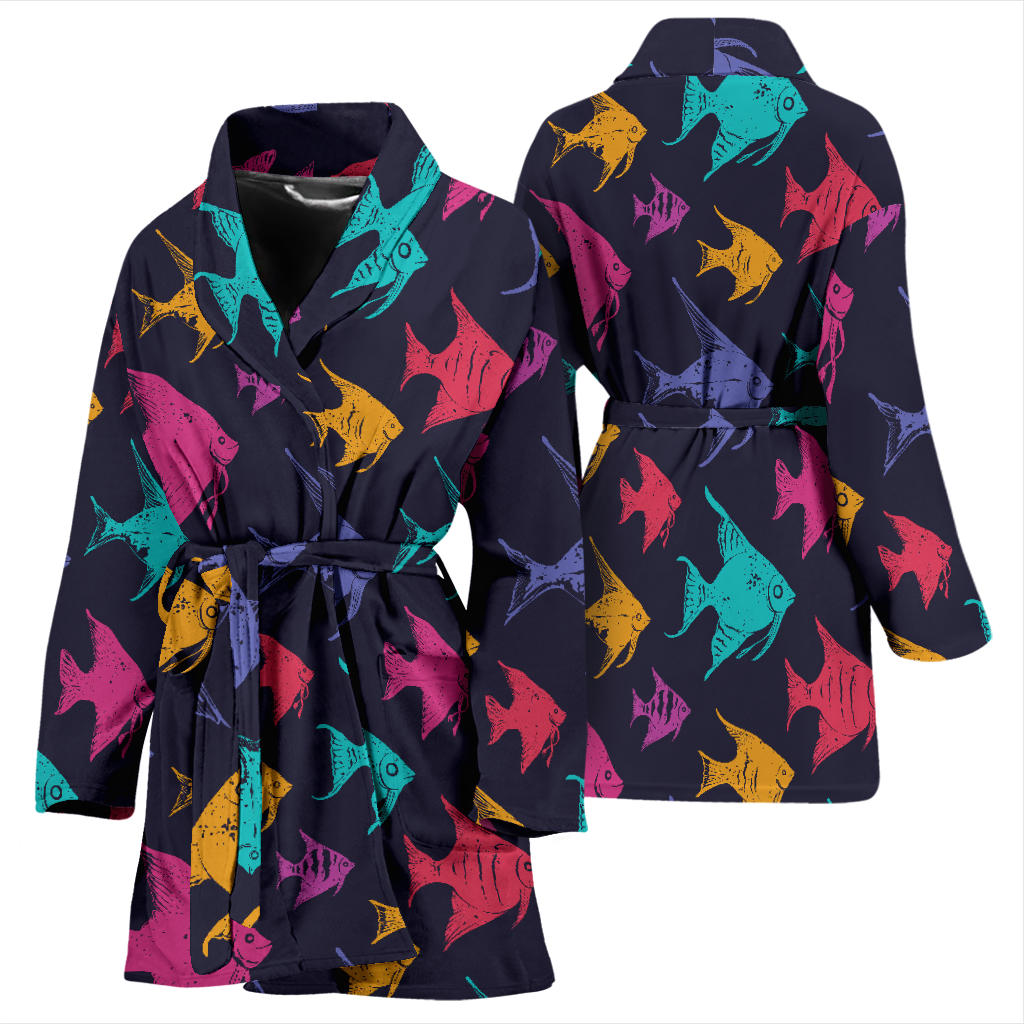 Angelfish Colorful Pattern Print Design 03 Women Bathrobe