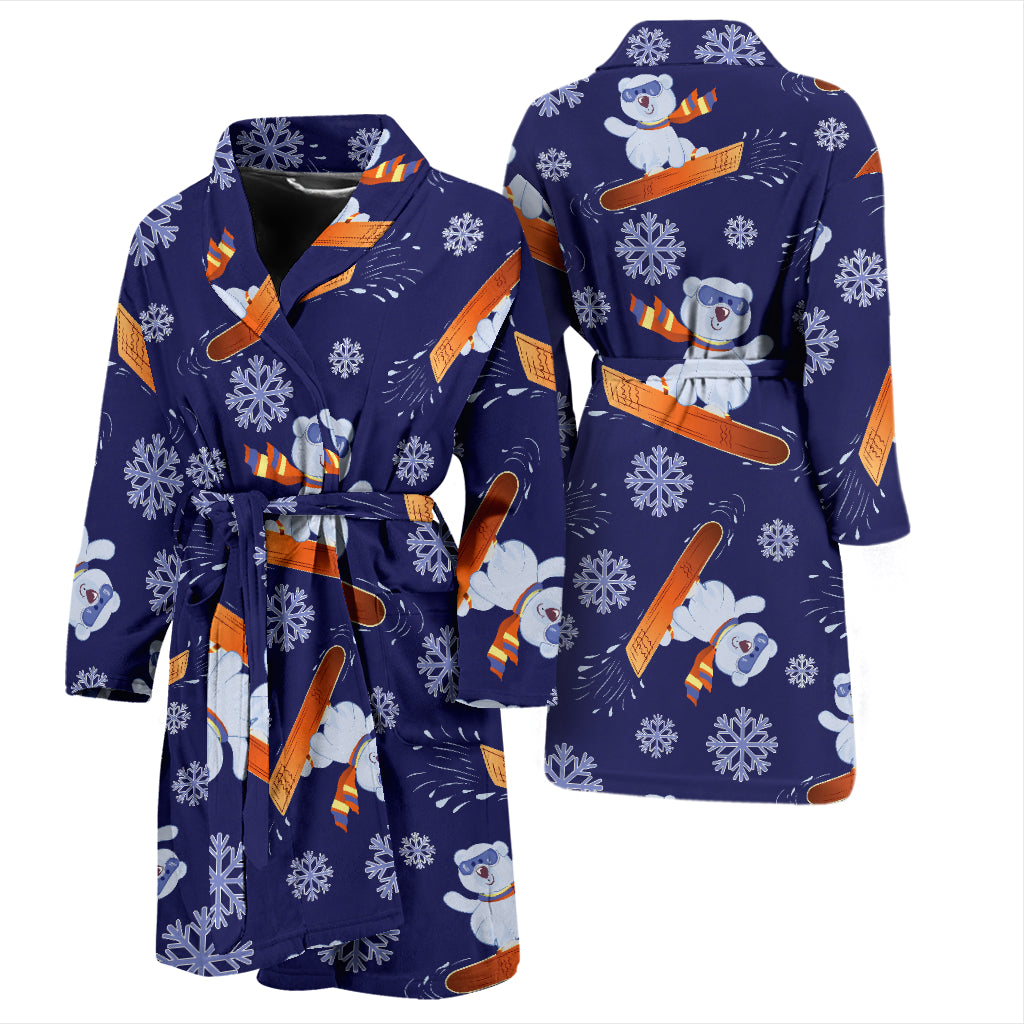 Snowboard Bear Print Design LKS305 Men Bathrobe