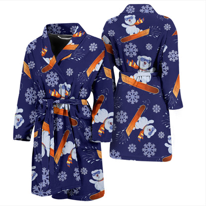 Snowboard Bear Print Design LKS305 Men Bathrobe