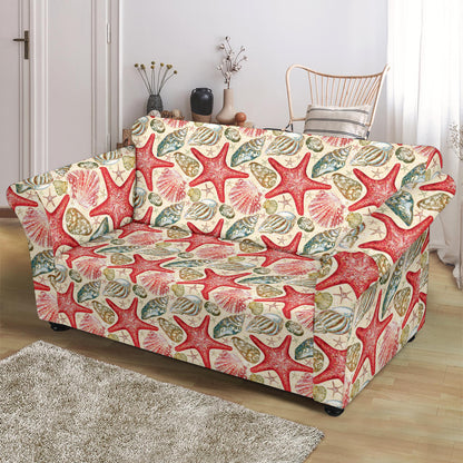 Seashell Print Design LKS301 Loveseat Couch Slipcover