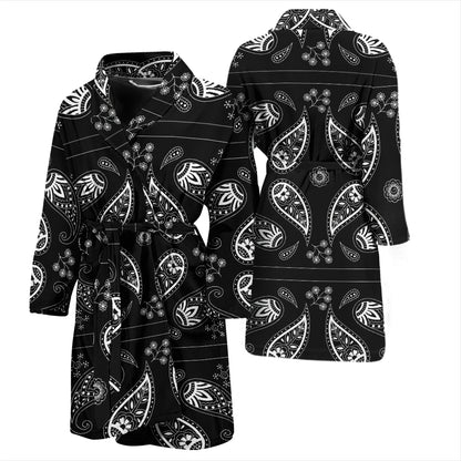 Bandana Paisley Black Print Design LKS308 Men Bathrobe