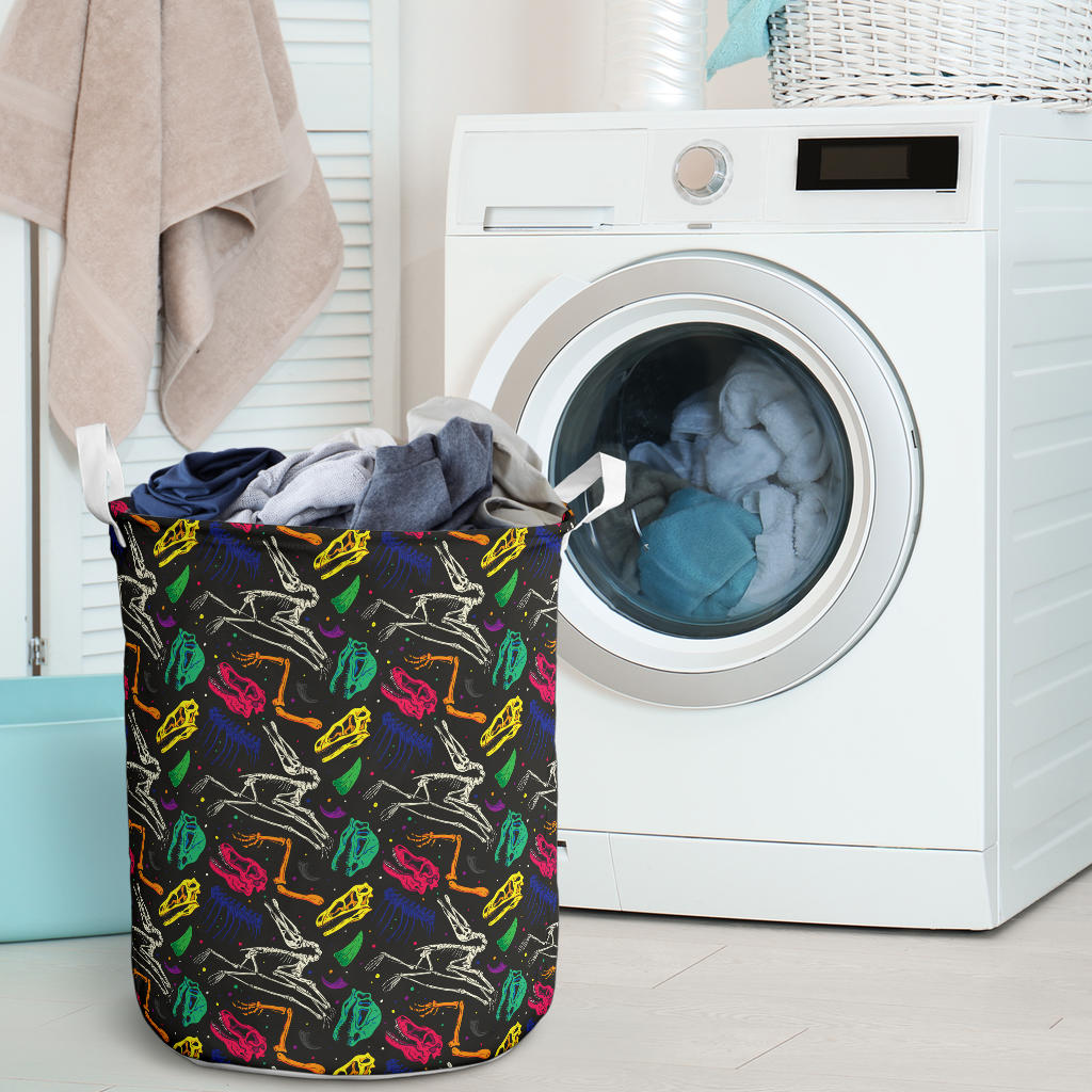 Dinosaur Skull Color Print Pattern Laundry Basket