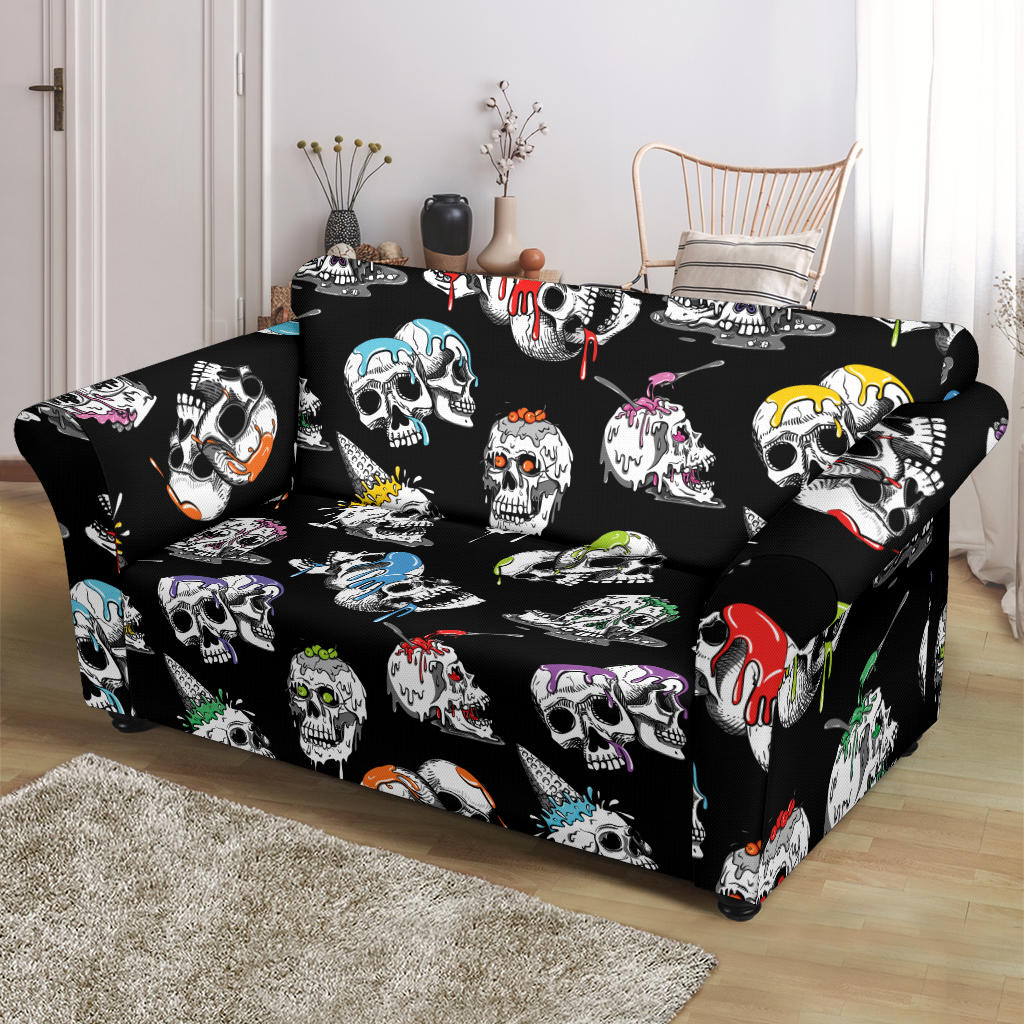 Skull Print Design LKS3013 Loveseat Couch Slipcover