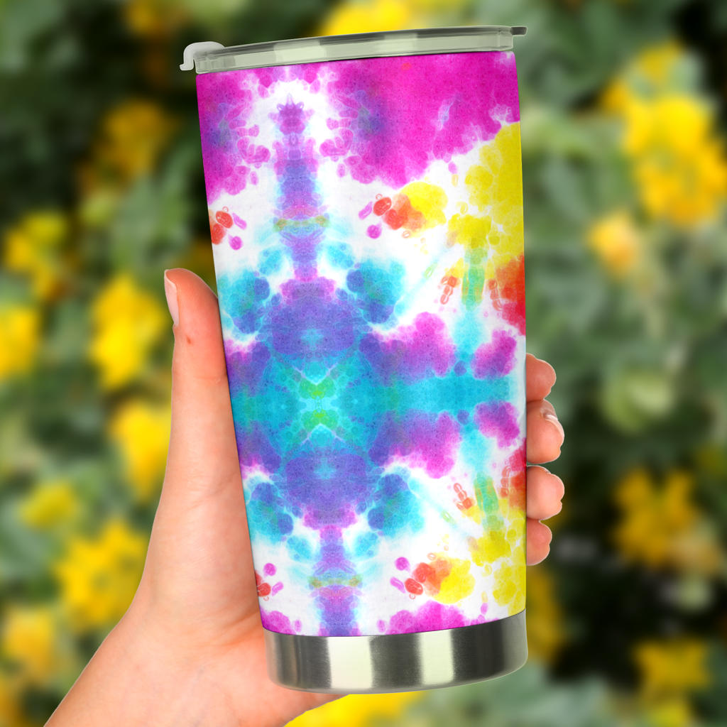 Tie Dye Rainbow Themed Print Tumbler