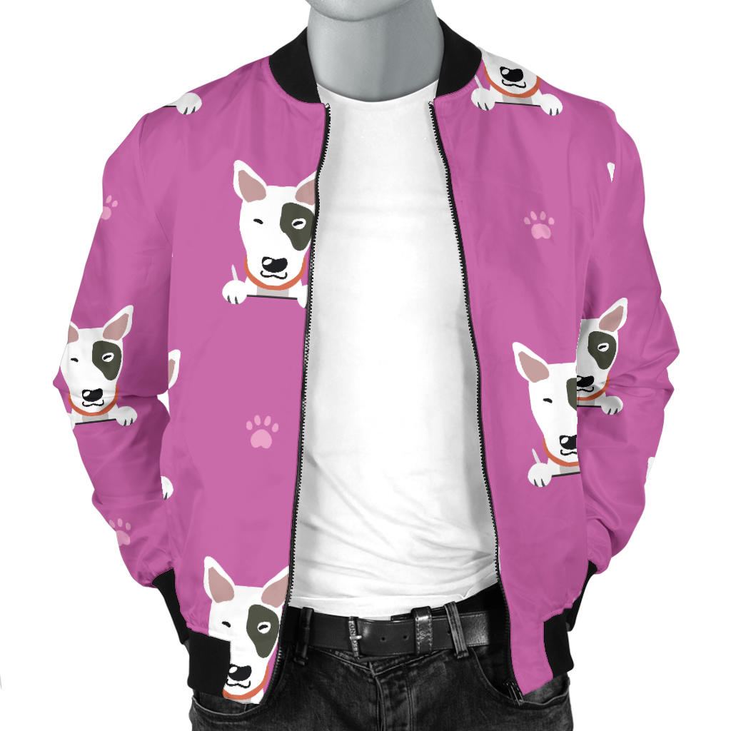 Bull Terrier Happy Print Pattern Men Bomber Jacket