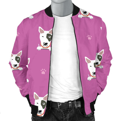 Bull Terrier Happy Print Pattern Men Bomber Jacket