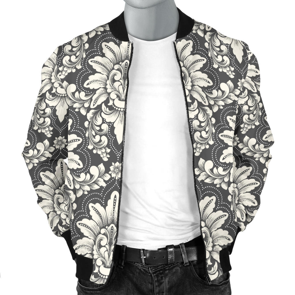 Damask Elegant Print Pattern Men Bomber Jacket