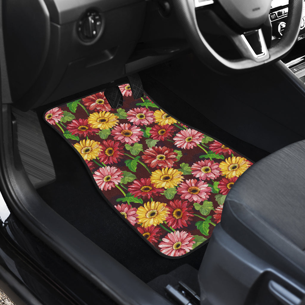 Daisy Gerbera Print Pattern Car Floor Mats Front Back