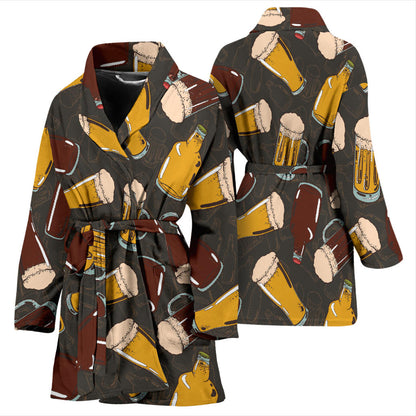 Beer Pattern Print Design 03 Women Bathrobe