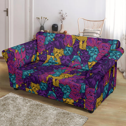 Yorkshire Terriers Print Design LKS3010 Loveseat Couch Slipcover