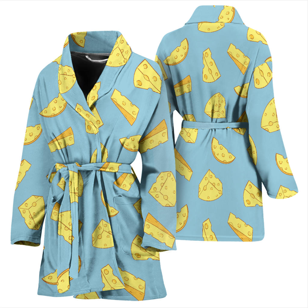 Cheese Pattern Print Design 04 Women Bathrobe