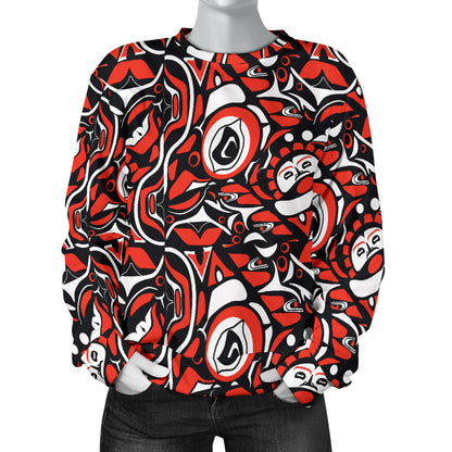 Native North American Themed Print Women Long Sleeve Sweatshirt