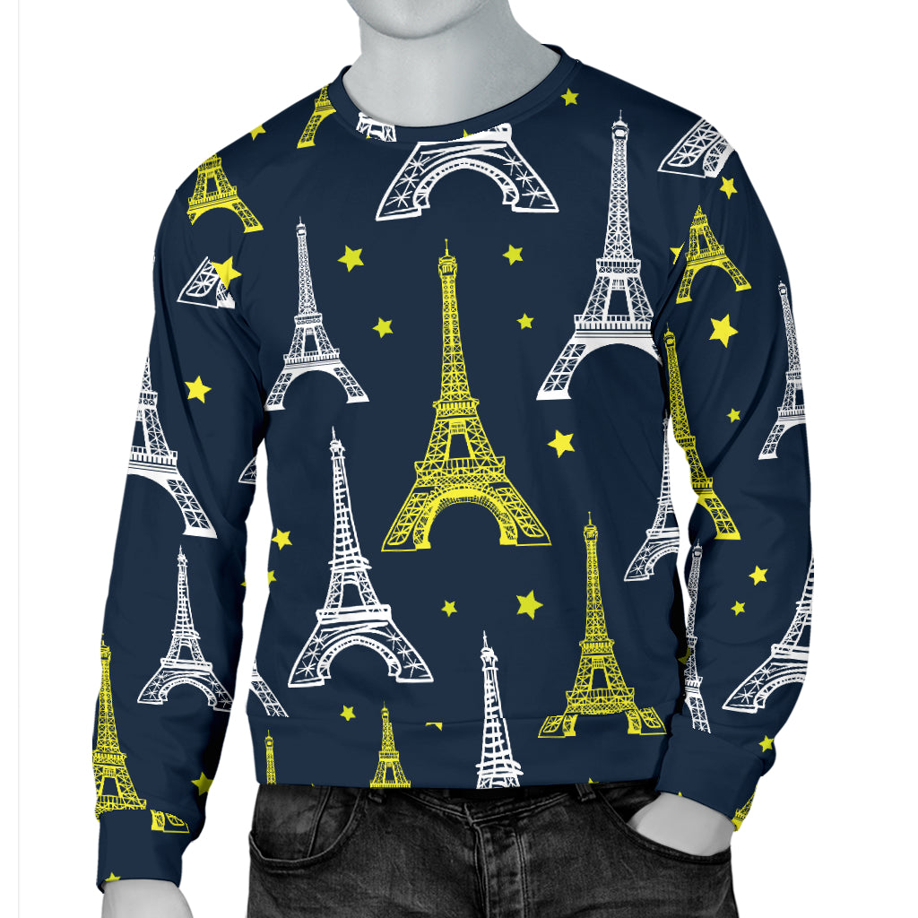 Eiffel Tower Star Print Men Long Sleeve Sweatshirt