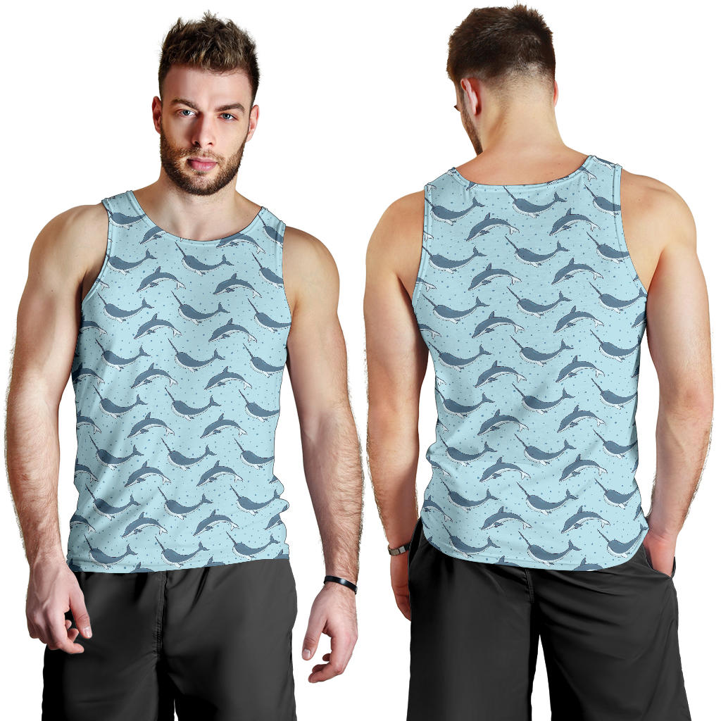 Narwhal Dolphin Print Men Tank Top