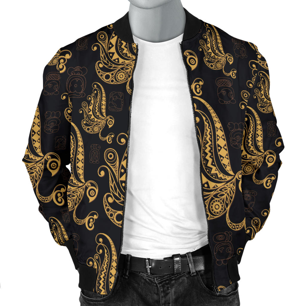 Owl Tribal Polynesian Design Print Men Bomber Jacket