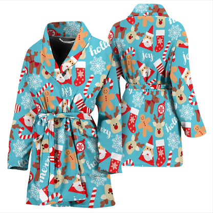 Santa Christmas Themed Print Design LKS306 Women Bathrobe