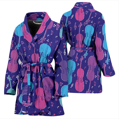 Cello Pattern Print Design 01 Women Bathrobe