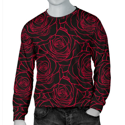 Red Rose Design Print Men Long Sleeve Sweatshirt