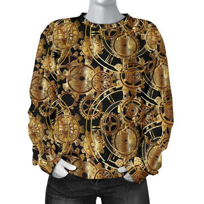 Steampunk Gear Design Themed Print Women Long Sleeve Sweatshirt