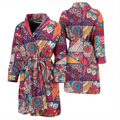 Patchwork Print Design LKS401 Men Bathrobe