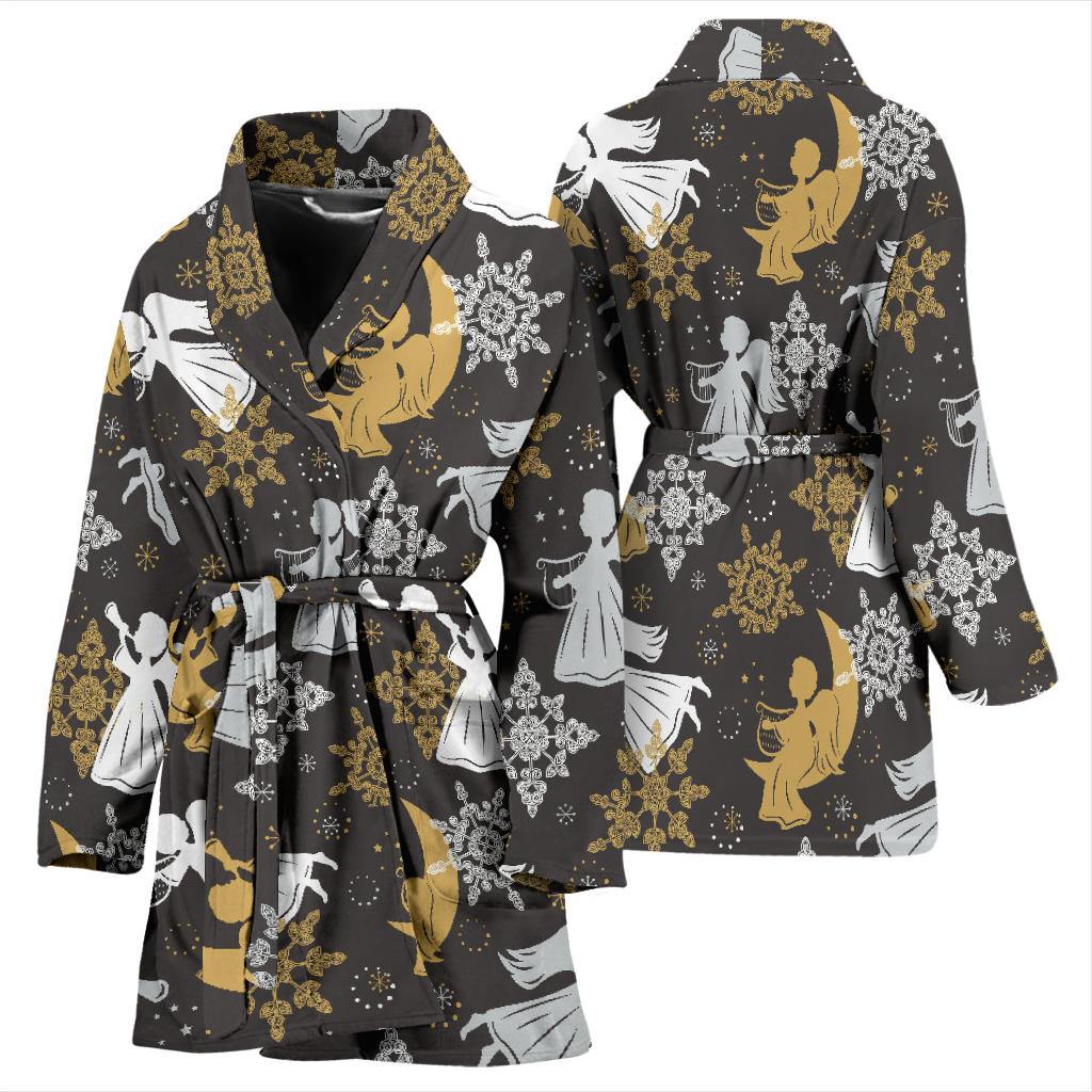 Angel Pattern Print Design 04 Women Bathrobe