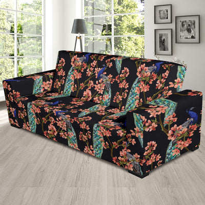 Peacock Pattern Print Design A01 Sofa Slipcover