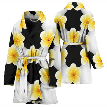Plumeria Pattern Print Design A04 Women Bathrobe