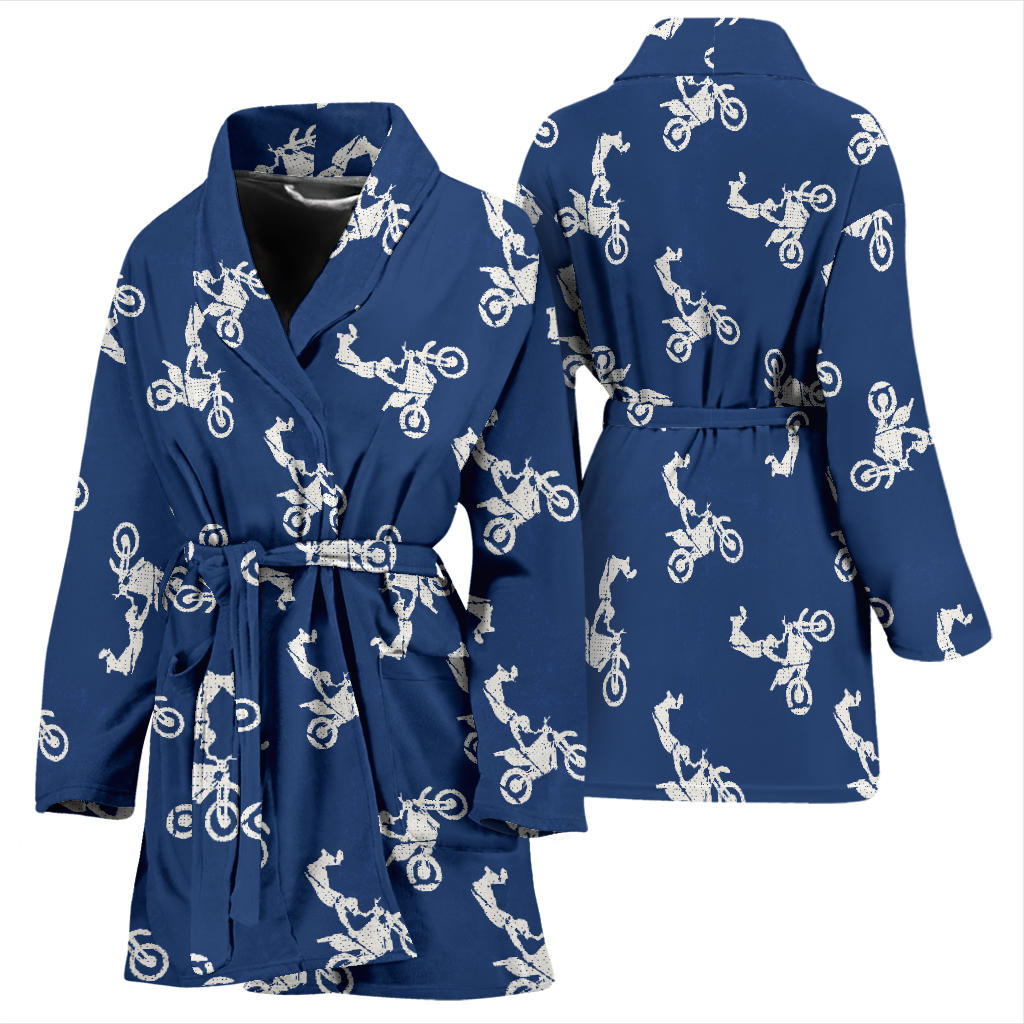 Motocross Pattern Print Design 01 Women Bathrobe