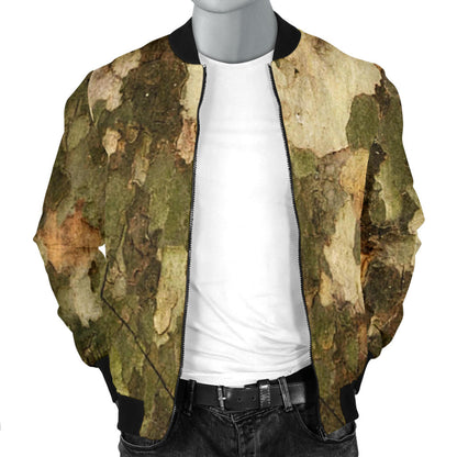 Camo Realistic Tree Texture Print Men Bomber Jacket
