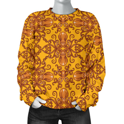 Octopus Background Design Print Women Long Sleeve Sweatshirt