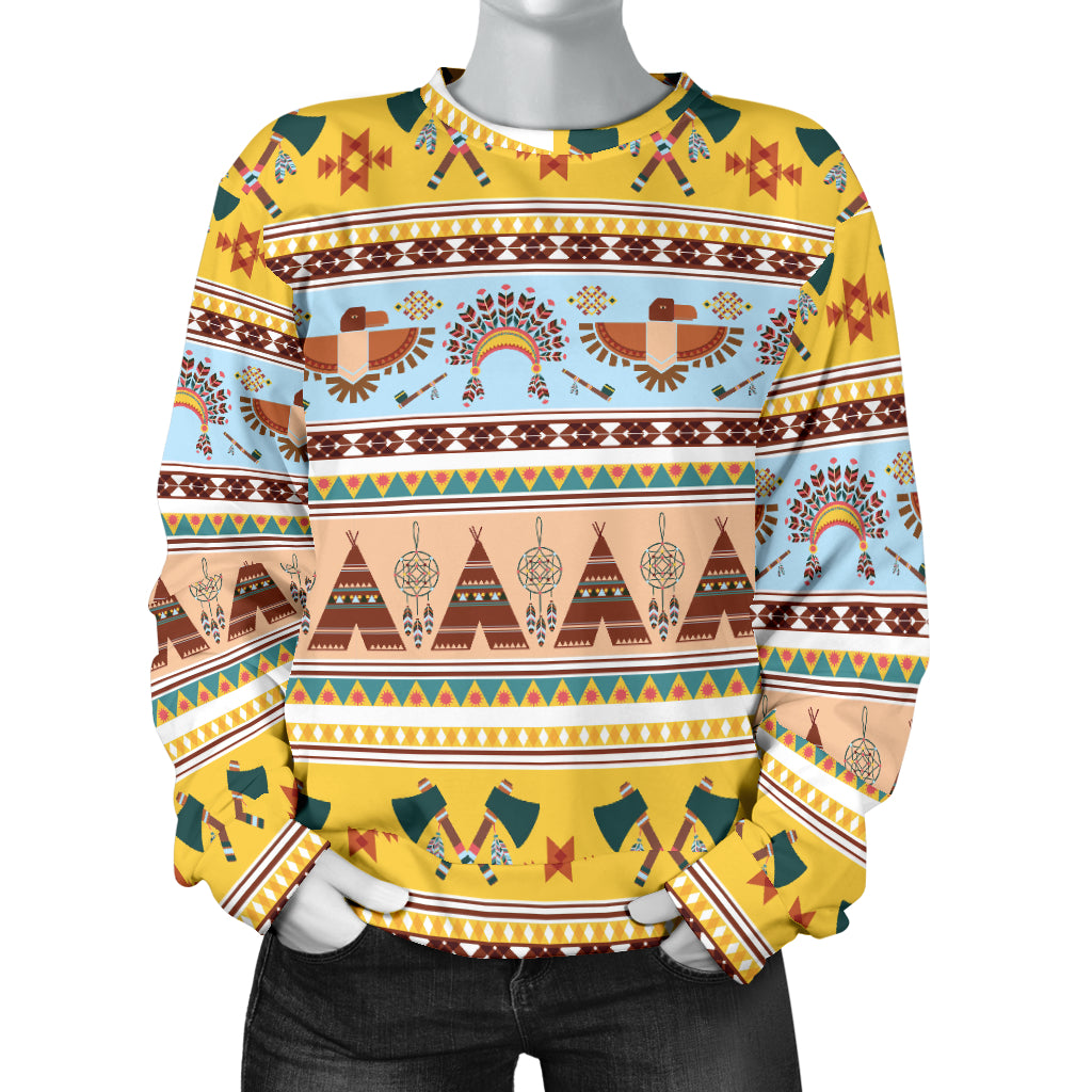 Native American Pattern Design Print Women Long Sleeve Sweatshirt