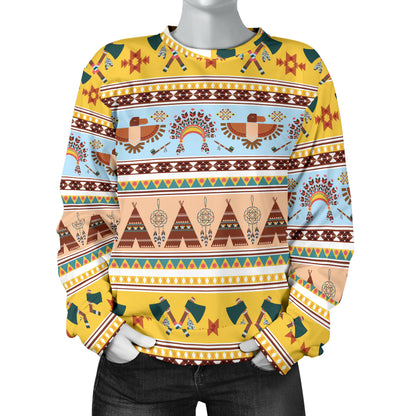 Native American Pattern Design Print Women Long Sleeve Sweatshirt