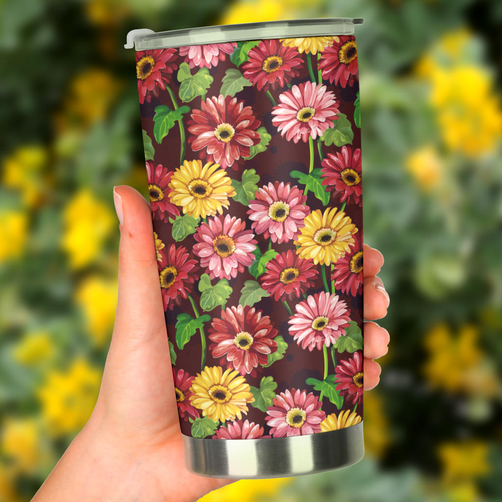 Daisy Gerbera Print Pattern Tumbler