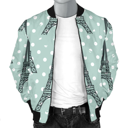 Eiffel Tower Polka Dot Print Men Bomber Jacket
