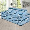 Blue Whale Pattern Print Design 02 Sofa Slipcover