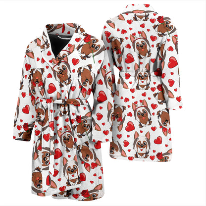 Silky Terriers Heart Print Design LKS302 Men Bathrobe