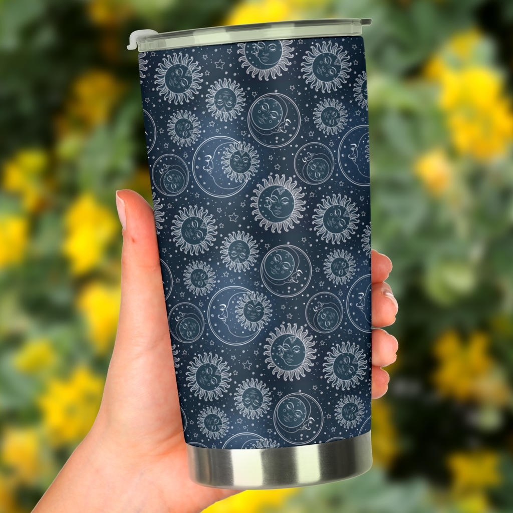 Sun Moon Tattoo Design Themed Print Tumbler