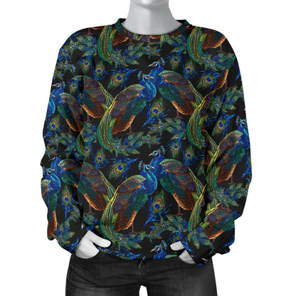 Peacock Themed Design Print Women Long Sleeve Sweatshirt