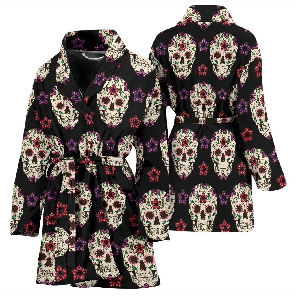 Sugar Skull Print Design LKS304 Women Bathrobe
