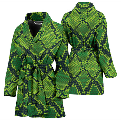 Python Green Pattern Print Design A01 Women Bathrobe